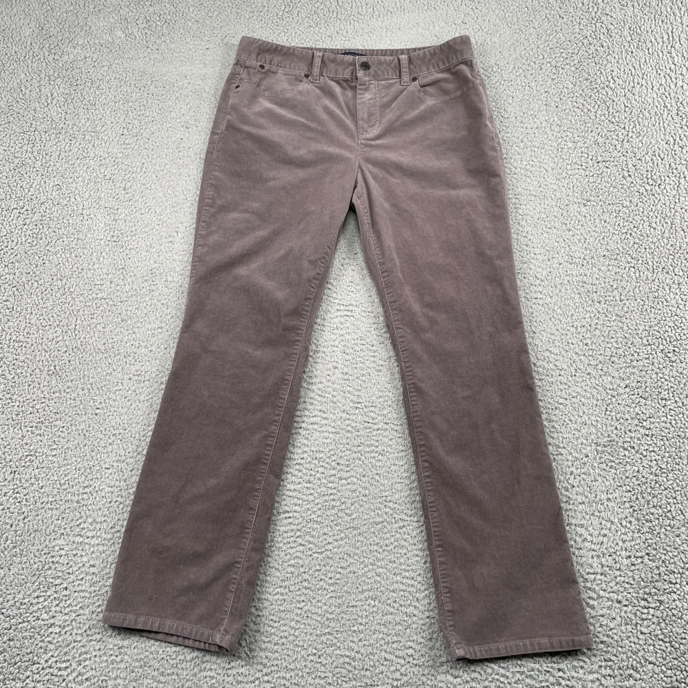Talbots Pants Womens 12P Taupe Heritage Corduroy Straight Leg Stretch Casual
